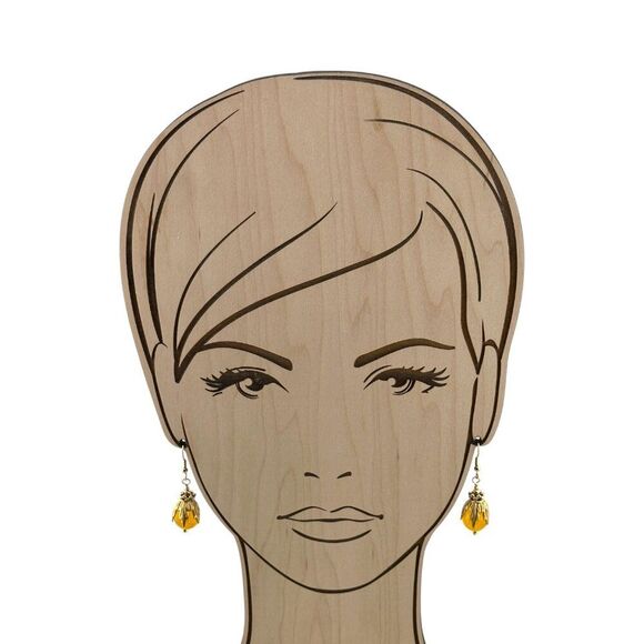 Natural Yellow Jade Earrings Gold Plated - Picture 3 of 8